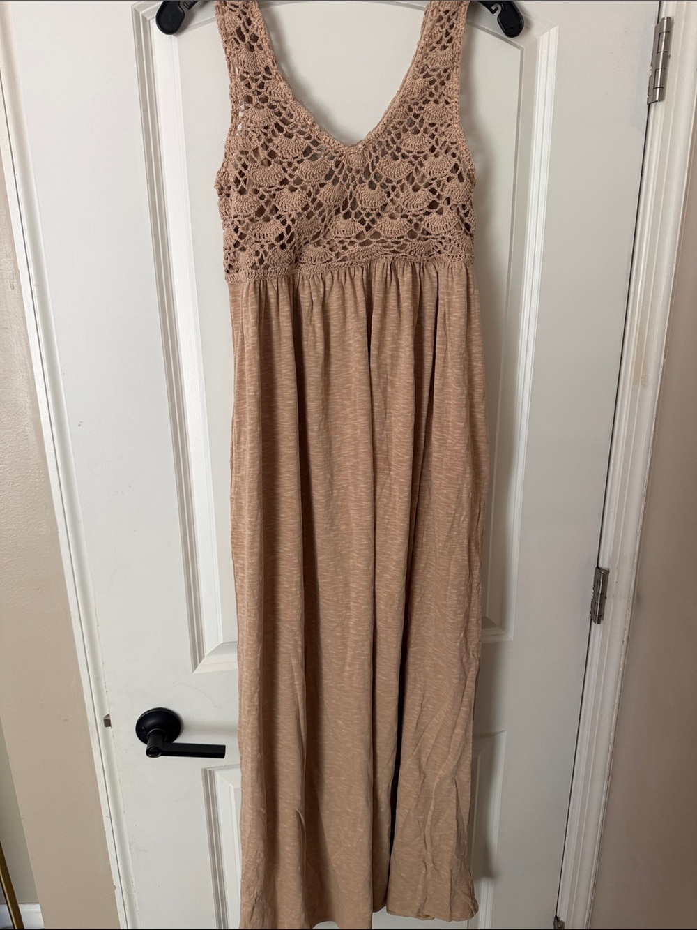 aerie Crochet Bodice Maxi Dress in Taupe